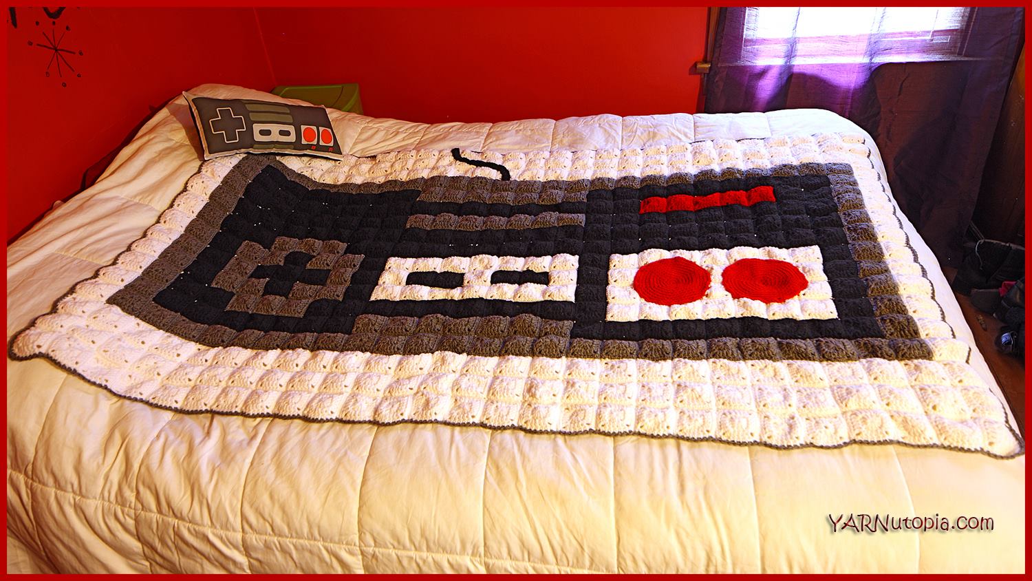 Crochet Tutorial: Nintendo NES Controller Pixel Blanket