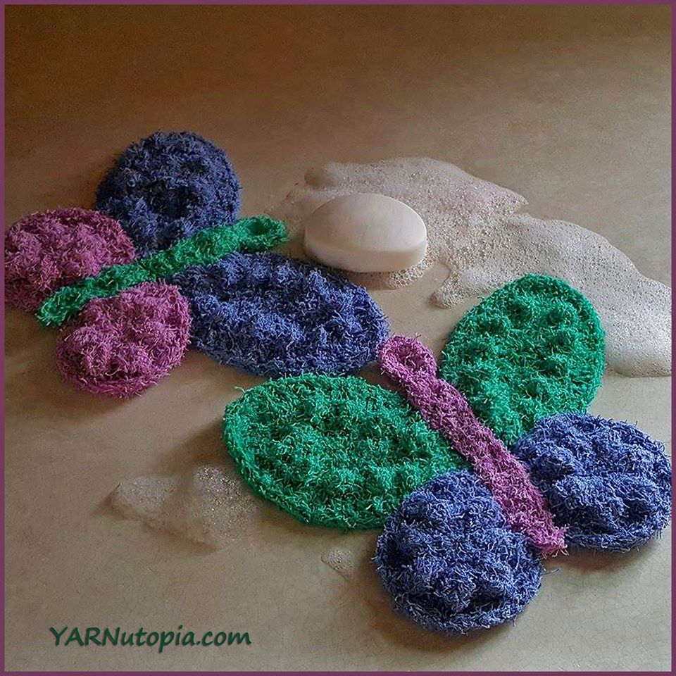 Crochet Tutorial: Butterfly Scrubby Washcloth