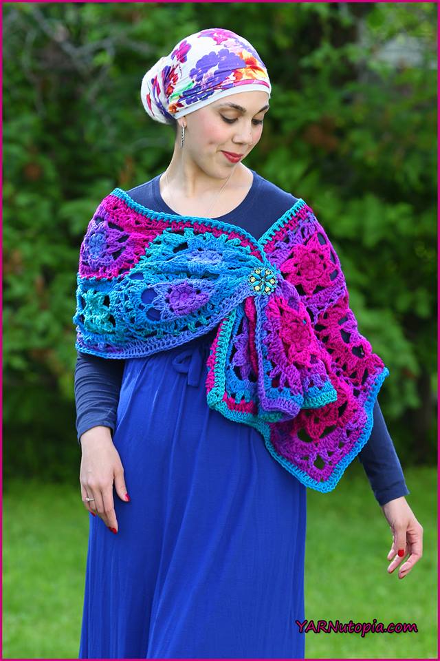 Crochet Tutorial: Jewel-Tone Lotus Wrap