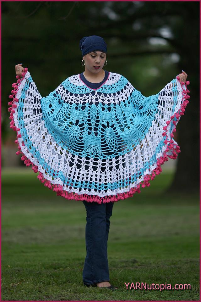 Crochet Tutorial: Pom Poms and Pineapples Poncho