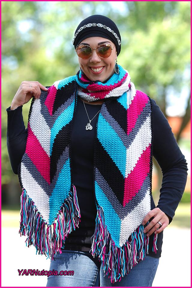 Crochet Tutorial: Arrows and Fringe Boho Fashion Scarf
