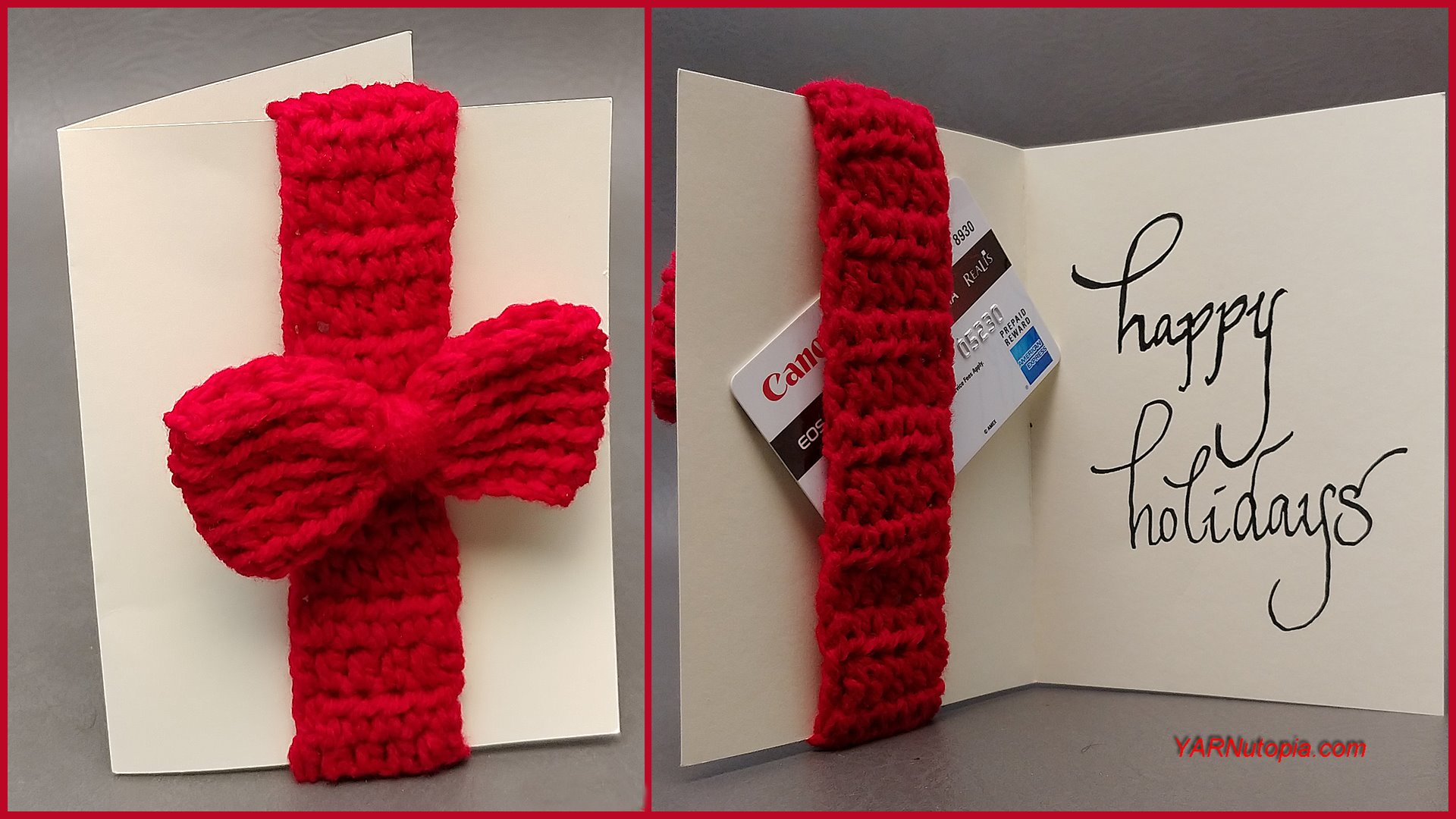 How to Crochet Tutorial: Bow Greeting Card with Gift Card Holder