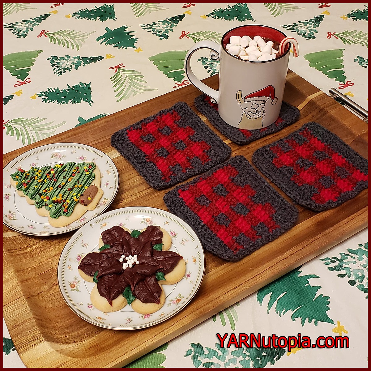 12 Days of Christmas: Buffalo Plaid Coasters – FREE Written Crochet Pattern