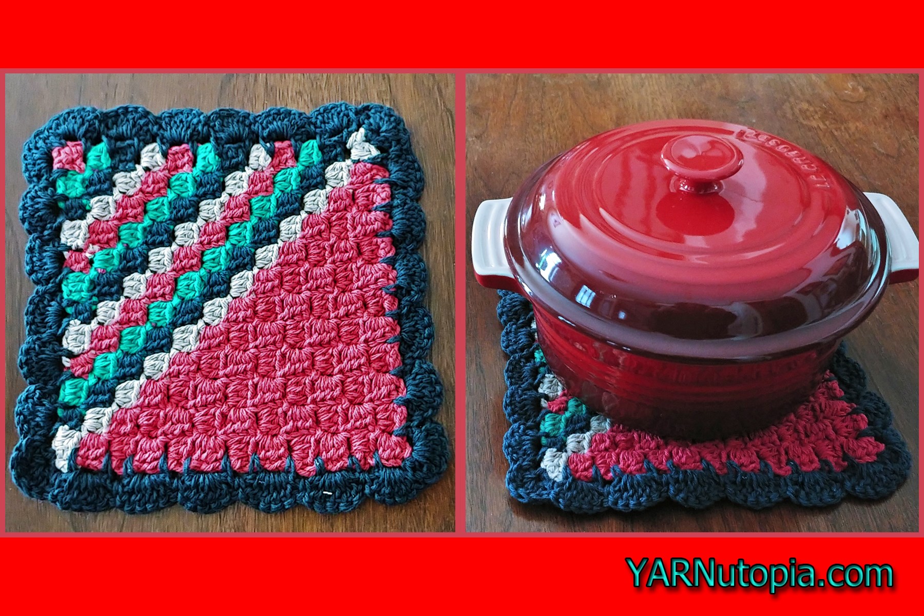 12 Days of Christmas: Corner to Corner (C2C) Holiday Hot Pad – FREE Crochet Video Tutorial