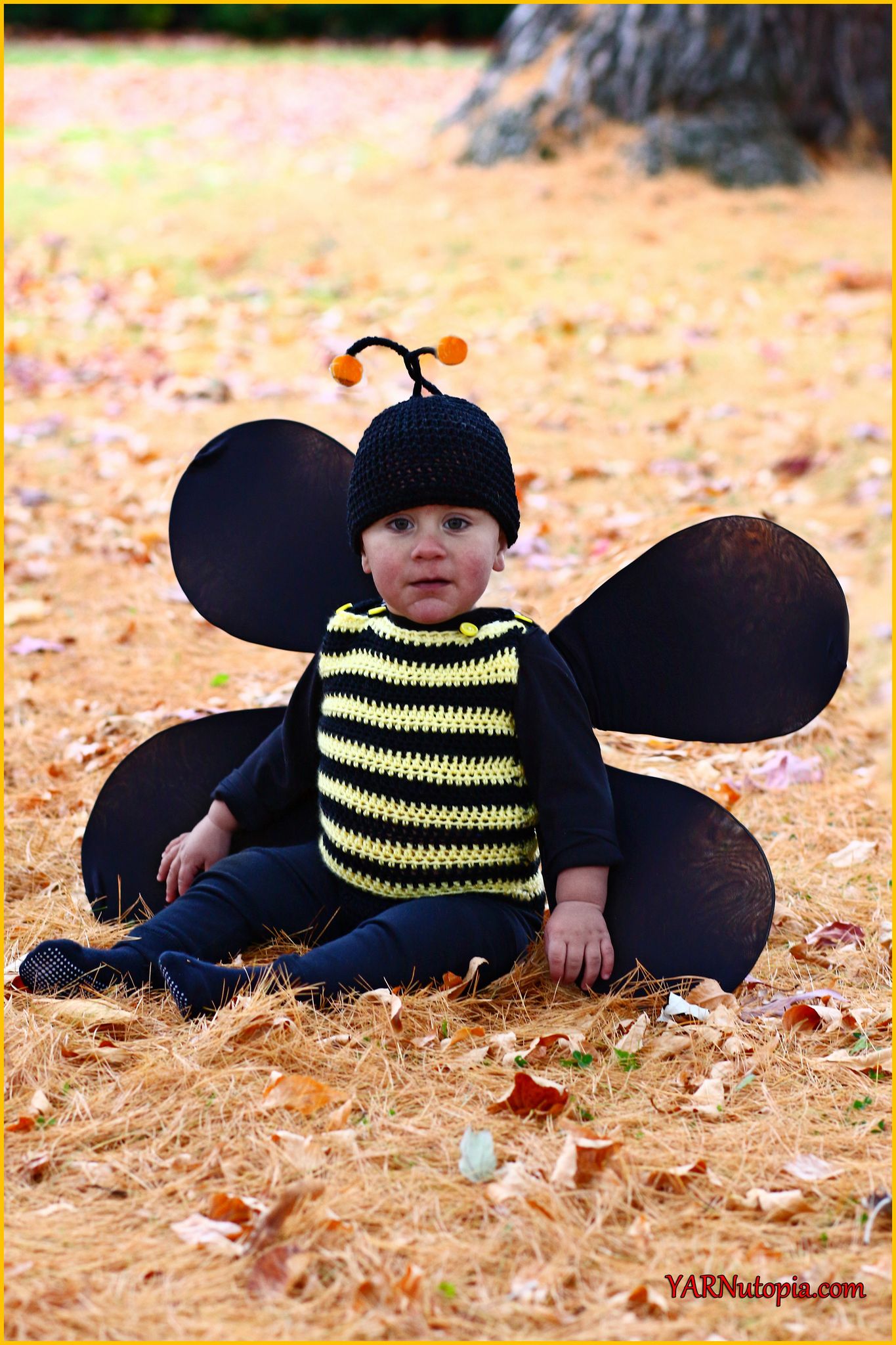 FREE Written Crochet Pattern: Bumble Bee Romper and Beanie Costume
